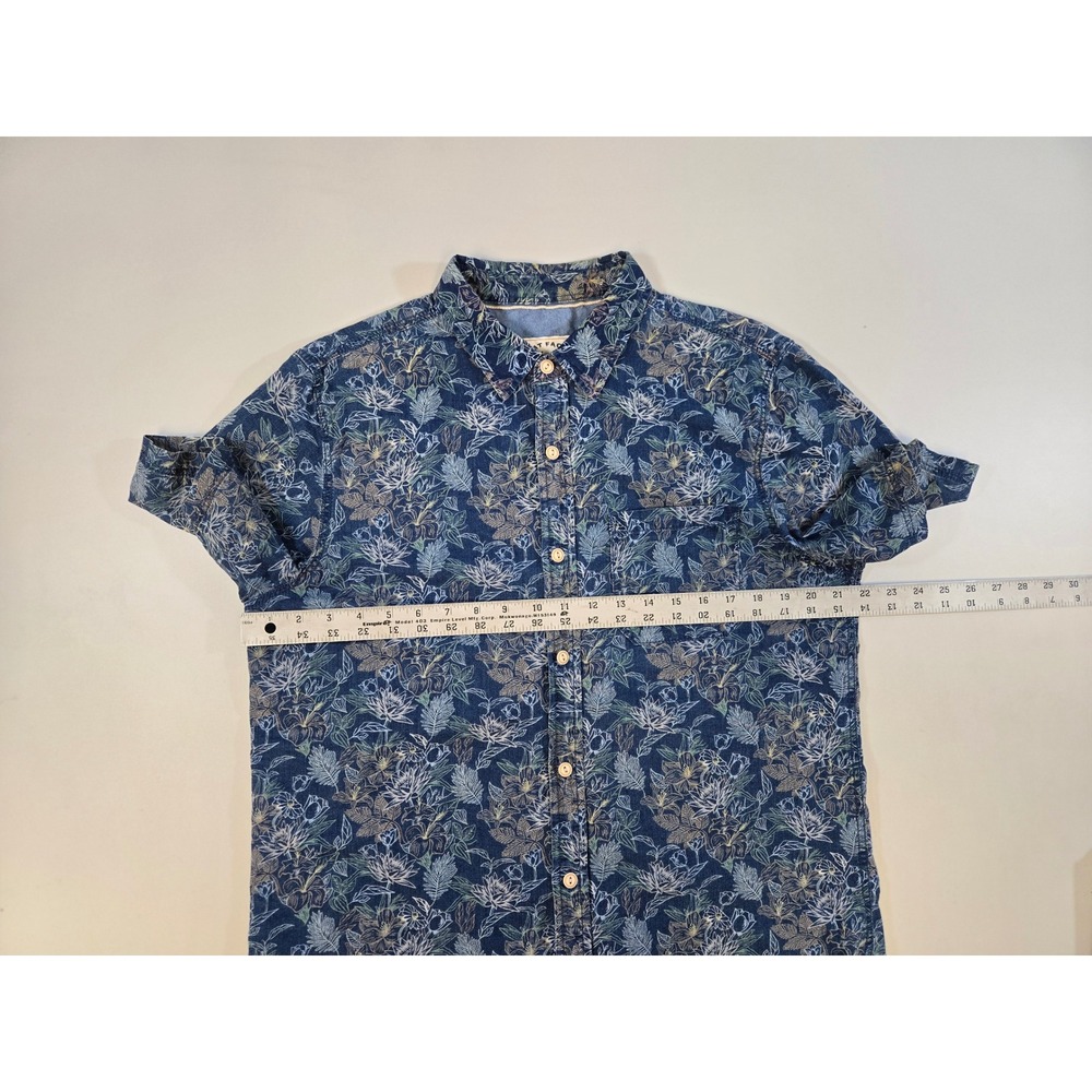 Fat Face Mens Large Blue Floral Botanical Cotton Short Sleeve Button Down Shirt - Picture 7 of 12
